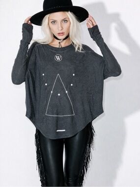 Wildfox Don’t Tell Perry Thermal Tee Gray Relaxed Graphic Top XS